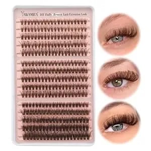 Yawamica Brown Lash Clusters Fluffier Eyelash Extension 10-16mm Individual Lashes D Curly Eyelash Clusters 40d+50d+70d Volume 300pcs Cluster Lashes PestañAs Pelo A Pelo Diy Lash Extension At Home