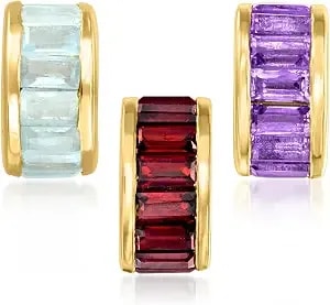 Ross-Simons January/Garnet - Baguette Birthstone Bead Charm In 18kt Gold Over Sterling