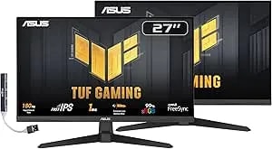 Asus Tuf Gaming 27" Fhd Ips Monitor With 1ms Response Time, 180hz Refresh Rate, Anti Glare, Flicker Free, Vesa Mount (100mm), Displayport, Hdmi & Dockztorm Usb Port Expander, Black Color 2 Pack