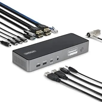 Startech.Com Triple Monitor USB-C Docking Station, 4K 60Hz Displaylink Dock For Macbook M1 M2 M3 M4 & Windows, 2.5GbE, 2X HDMI & 2X DP, 140W Laptop Charging, USB-C DP Alt Mode - TAA