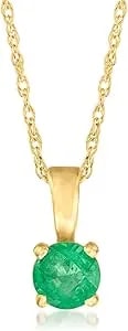 Ross-Simons Pure Collection 0.22 Carat Emerald Pendant Necklace In 14kt Yellow Gold. 20 Inches