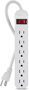 Belkin 6-Outlet Power Strip With 3ft Cord, White