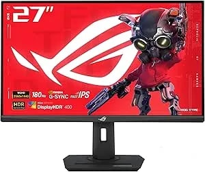 ASUS ROG Strix 27” QHD (2560x1440) HDR400 USB-C Gaming Monitor (XG27ACS), 180Hz,1ms, Fast IPS, 133% Srgb, Extreme Low Motion Blur Sync, G-Sync Compatible, Displaywidget, Tripod Socket, 3 Year Warranty