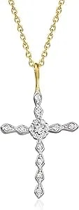 Ross-Simons Diamond Cross Pendant Necklace In 18kt Gold Over Sterling. 18 Inches