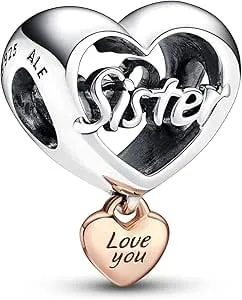Pandora Love You Sister Heart Charm - Compatible With Pandora Moments - Stunning Women'S Jewelry - Made With Pandora Rose & Sterling Silver