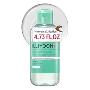 Illiyoon Gentle Deep Eye Makeup Remover - For Waterproof Mascara, Lipstick, Eyeliner, Non-Greasy 2-Phase Oil & Water Formula, Ophthalmologist Tested, Vegan, Korean Skin Care, 4.73 Fl.Oz.
