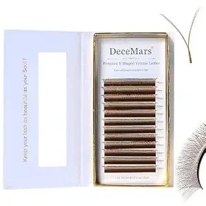 Decemars Double Tips Yy Eyelash Extension Supplies Premade Russian Volume Crisscross False Eyelashes Natural Soft W Lashes Clusters 12 Rows Y Shaped Handwoven Lashes Brown-0.07mm-D-9mm