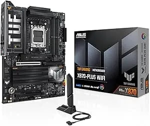 ASUS TUF Gaming X870-PLUS Wifi AMD AM5 X870 ATX Motherboard, 16+2+1, 80A SPS Power Stages, DDR5, Pcie 5.0 Ready, Four M.2 Slots, Wi-Fi 7, 2.5Gb LAN, HDMI, USB4® 40Gbps, SATA 6 Gbps, USB 20Gbps Type-C