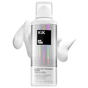 Igk Big Time Volume & Thickening Mousse - Flexible Hold Volumizing Styling Foam For Fine, Flat Or Curly Hair - Lightweight Body, Frizz Control & Heat Protection - Vegan + Cruelty Free - 6.2 Oz