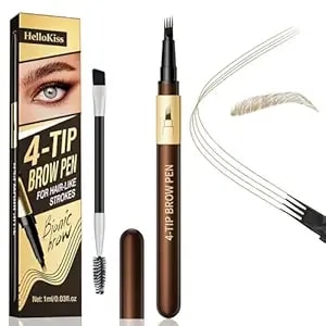 Dududu Eyebrow Pencil For Women - 4-Tip Microblading Liquid Brow Pen, Creates Natural Hair-Like Strokes, Waterproof & Long-Lasting Light Brown