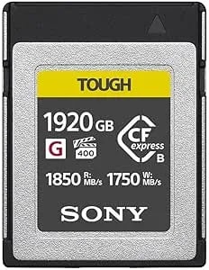 Sony Cfexpress Type B Tough 1920gb Memory Card With Up To 1850 Mbps Reading Speed And Up To 1750 Mbps Writing Speed (Black)