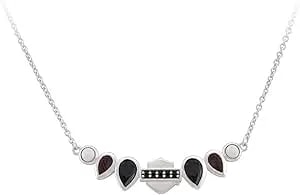 Harley-Davidson Women'S Garland Stones Bar & Shield Necklace, Sterling Silver