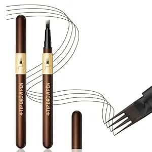 2pcs 4-Tip Microblading Liquid Eyebrow Pen, Creates Natural Hair-Like Strokes, Waterproof Long-Lasting Smudge-Proof Brow Pen, Light Brown Eyebrow Pencil For Women (Light Brown)