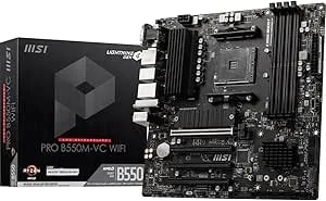 MSI PRO B550M-VC Wifi Proseries Motherboard (AMD Ryzen 5000 Series, AM4, DDR4, Pcie 4.0, SATA 6Gb/S, M.2, USB 3.2 Gen 2, HDMI/DP, Wi-Fi 6E, Bluetooth 5.2, Matx)