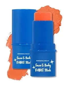 Orange Face Paint Stick, Waterproof Highly Pigmented Full Body Paint For Adults, Orange Eye Black Stick For Baseball Sports, Body Face Painting For Sfx Cosplay Halloween Makeup-02