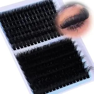 Coruscate Lash Clusters 160d+260d Eyelash Clusters 12-24mm Long Lash Extension Thick Cluster Eyelash Extensions Volume Strip Mink Lashes Cluster Dramatic Full Salon Look Mega Eyelashes