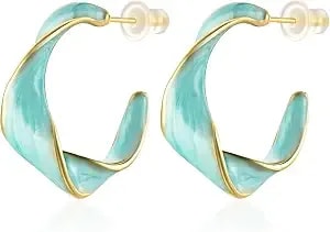 Cicy Bell Twisted Hoop Earrings For Women - Alloy, Vintage Enamel Oil Dripping, 925 Sterling Silver Needle, Round Huggie, Jewelry Gifts