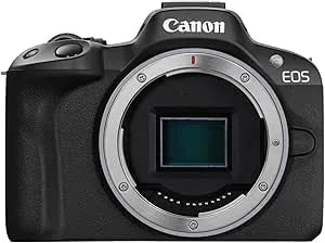 Canon EOS R50 Mirrorless Vlogging Camera (Body Only/Black), RF Mount, 24.2 MP, 4K Video, Digic X Image Processor, Subject Detection & Tracking, Compact, Smartphone Connection, Content Creator