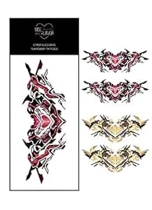 Cosplay Cyber Succubus Sexy Womb Temporary Tattoos - Kawaii Fake Tattoo Perfect For Women'S Anime Costumes (Metal)