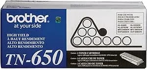 Brother Genuine High Yield Toner Cartridge, TN650, Replacement Black Toner, Page Yield Up To 8,000 Pages