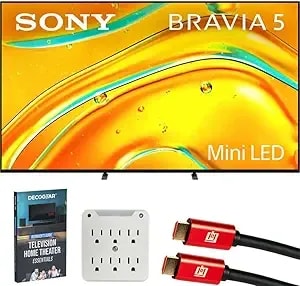 Sony Bravia 5 55 Inch Mini Led 4k Hdr Google Tv (2025) k55xr50 Bundle With 2x Deco Gear 6ft Hdmi Cable, Surgepro 6-Outlet Surge Adapter And Deco Gear Home Theater Beginner'S Guide