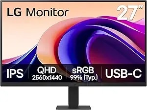 Lg 27u631a-B 27-Inch Qhd (2560 X 1440) Ips Computer Monitor, 100hz, 5ms, hdr10, Reader Mode, Flicker Safe, Hdmi, Usb Type-C 15w Pd, Black