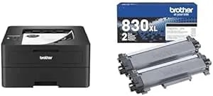 Brother HLL2460DW Printer And TN830XL 2-Pack Black High Yield Toner