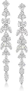 Ross-Simons Rhodium-Plated Drop Earrings With 6.00 Ct. T.W. Czs