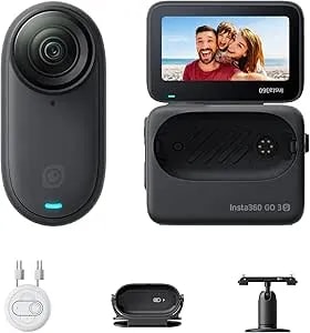 Insta360 GO 3S - 128 GB Black 4K Tiny Portable Vlogging Camera, Hands-Free Povs, Mount Anywhere, Stabilization, 140 Min Battery Life, 10m Waterproof, Pet POV