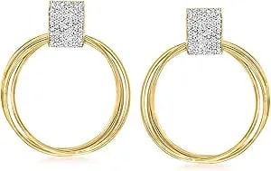 Ross-Simons 0.75 Ct. T.W. Diamond Doorknocker Earrings In 18kt Gold Over Sterling