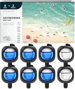 Drivejoy Car Air Freshener Vent Clips, 8 Pk, 6 Ocean, 2 New Car Scent, Long Lasting Air Fresheners For Men & Women, Up To 240 Days, Odor Eliminator