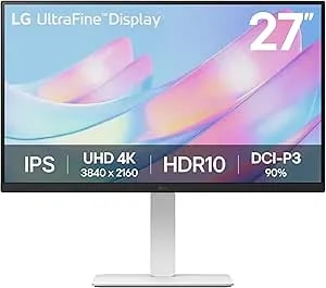 LG 27US550-W 27-Inch Ultrafine 4K UHD (3840 X 2160) IPS Computer Monitor, 60Hz, HDR10, Reader Mode, HDMI, Displayport, Tilt/Height/Swivel/Pivot Adjustable Stand, White