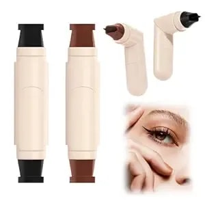2pcs Gel Eyeliner Pencil Set, Foldable Eyeliner Stamp For Perfect Wings, Double-Ended Waterproof Eyeliners Tool, Smudge Proof Eyeliners Pen For Beginners (Black+Brown)