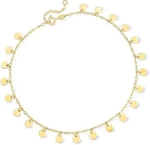 Ross-Simons Italian 14kt Yellow Gold Circle-Station Anklet. 9 Inches