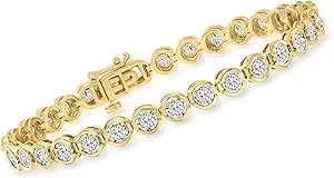Ross-Simons 3.00 Ct. T.W. Bezel-Set Diamond Tennis Bracelet In 18kt Gold Over Sterling
