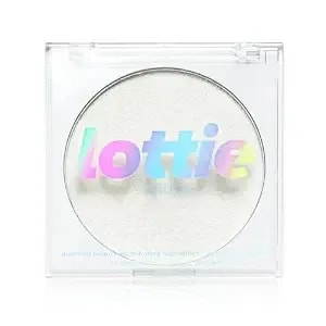 Lottie London Diamond Bounce Highlighter In Frosted, Ultra-Fine Gel-Powder Highlighter With Silver Shimmer For An Icy Iridescent Highlight