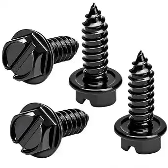 Rustproof License Plate Screws (4-Pack, Black-Slotted) - Premium Stainless Steel, For Us Domestic Vehicles & Select Imports, Fits Plate Mounts With Nylon Or Plastic Inserts