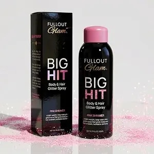 Full Out Glam Big Hit Pink Glitter Spray For Hair And Body, 5.07oz Bottle - Hair Glitter For Cheer, Dance, And Athletic Glam. Shimmer & Sparkle Body Spray. Fast-Drying, Non-Greasy Feel.
