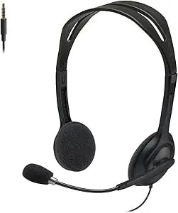 Logitech H111 Wired Headset, Stereo Headphones With Noise-Cancelling Microphone, 3.5 Mm Audio Jack, PC/Mac/Laptop/Smartphone/Tablet - Black