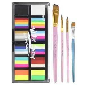 Face Painting Kit For Adults, Split Cake Face Paint Palette, Water Activated Face Paint With 4 Brushes, Safe & Quick-Dry, Perfect For Halloween Party Birthday Cosplay