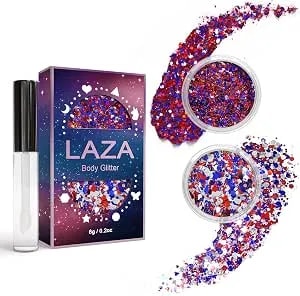 Laza Independence Day Body Glitter, 2 Jars Olympic Red Blue White Chunky Sequins With Glue Women Eyeshadow 4th Of July Face Paint Festival Rave Outfit Hair Accessories Party Costumes – Circus Carnival