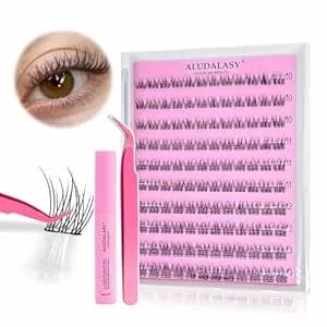 Self Adhesive Eyelashes Kit 120pcs Reusable No-Glue Lashes Natural 10-13mm C Curl Self Adhesive Lash Clusters Wispy Press On Lashes Pre Glued Individual Lashes With Tweezers，Remover At-Home Use