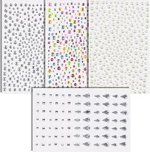 Face Gems - Self Adhesive Body Glitter Hair Jewelry Tattoos - Rhinestones Earrings Nail Jewels For Women - Gem Stickers Halloween Makeup Costumes Shirts Pajamas For Adult - Festival Rave Essentials