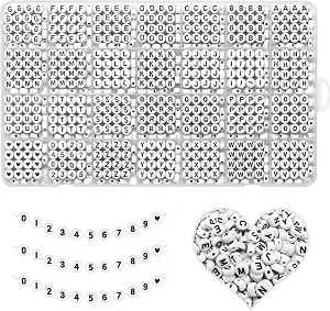 Ymsdzhl Alphabet Beads A-Z 1300pcs Letter Bead For Bracelet Jewelry Making - Acrylic 4x7mm Round Alphabet Beads Kits,Black Digit And Colorful Smile Beads For Bracelets Making Kits