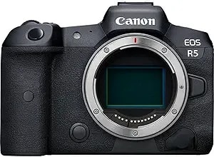 Canon Eos r5 Mirrorless Camera (Body Only), Full-Frame Hybrid Camera, 8k Video, 45 Megapixel Cmos Sensor, Digic X Image Processor, Up To 12 Fps, Rf Mount, Black