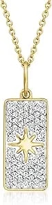 Ross-Simons 0.40 Ct. T.W. Diamond North Star Bar Pendant Necklace In 18kt Gold Over Sterling. 18 Inches