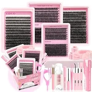 Yiduo 994pcs Lash Clusters Kit Gift Packs 60d/80d/100d Volume 3d Clusters Lashes Extensions Kit 10-20mm D Curly Wispy Soft Diy Individual Eyelash Extension Kit 4 Box PestañAs Postizas Bulk Pack
