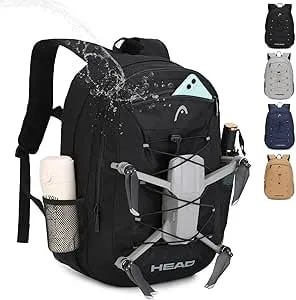 HEAD 30L Waterproof Travel Backpack For Men, Lightweight Laptop Backpack Fits 15.6 Inch Notebook,Casual Daypack Backpack For College/Sport/Workout/Outdoor/Daily Use