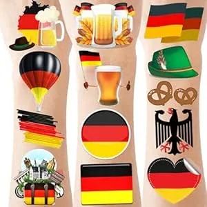 Cupaplay 168 Pcs German Tattoos Temporary Stickers Deutschland Germany National Day Party Theme Birthday Supplies Decorations Prizes Rewards Favors Tattoo