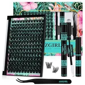 Lash Clusters Kit 168pcs Eyelash Extension Kit Cluster Lashes Natural Look With Lash Bond And Seal Waterproof, Lash Remover Eyelashes Tweezer With Wet Look Ultra-Thin Band Lashes(Tulip-Kit,D-10-18mm)